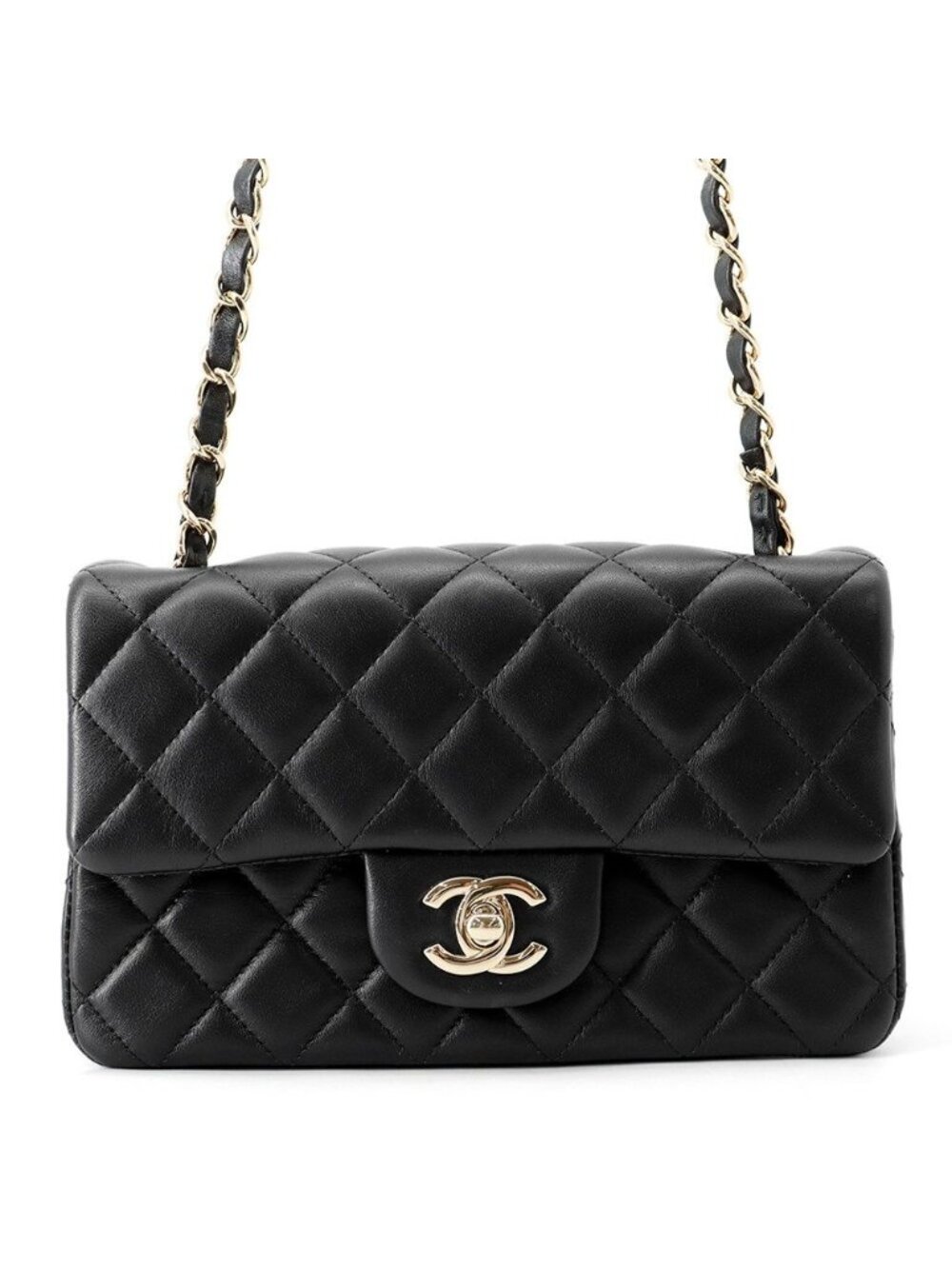 Chanel Chain Shoulder Bag CC Logo Lambskin Mini Flap Black